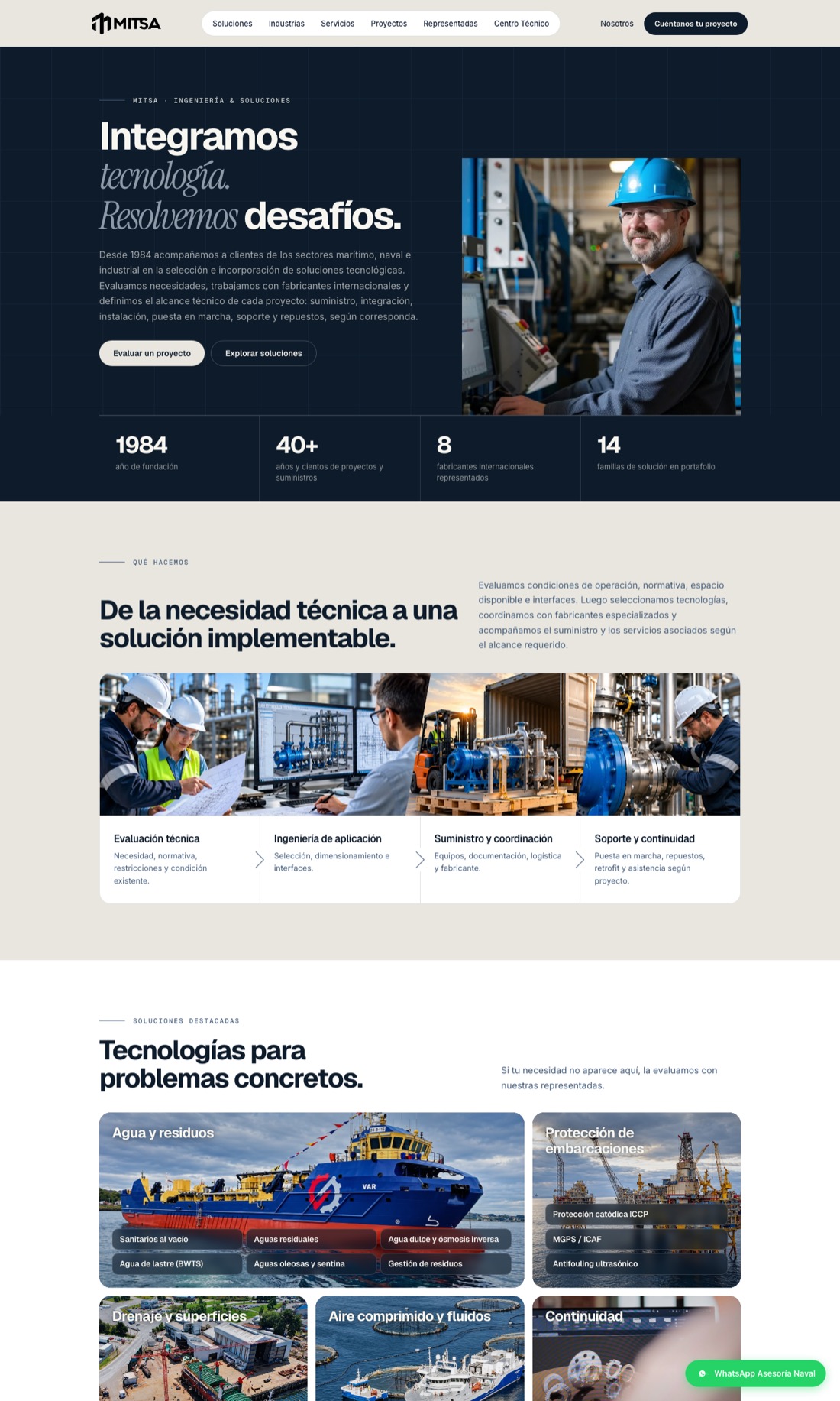 Portada del sitio web de MITSA diseñado por Invitro Lab